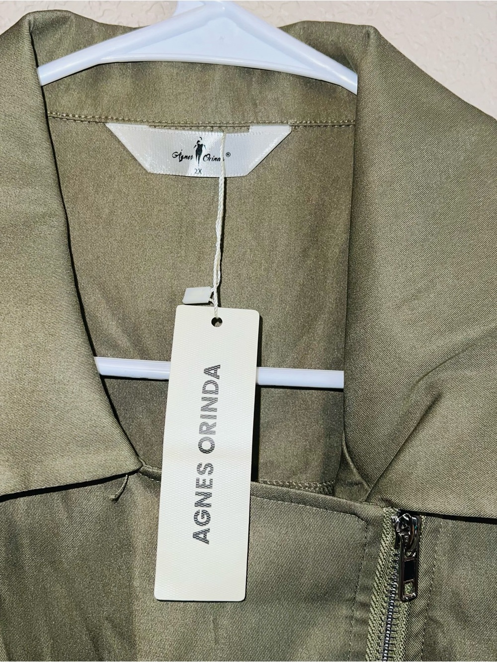 Agnes Orinda Women's Plus Size Olive Green Anorak Jacket. Size XXL - Picture 6 of 9